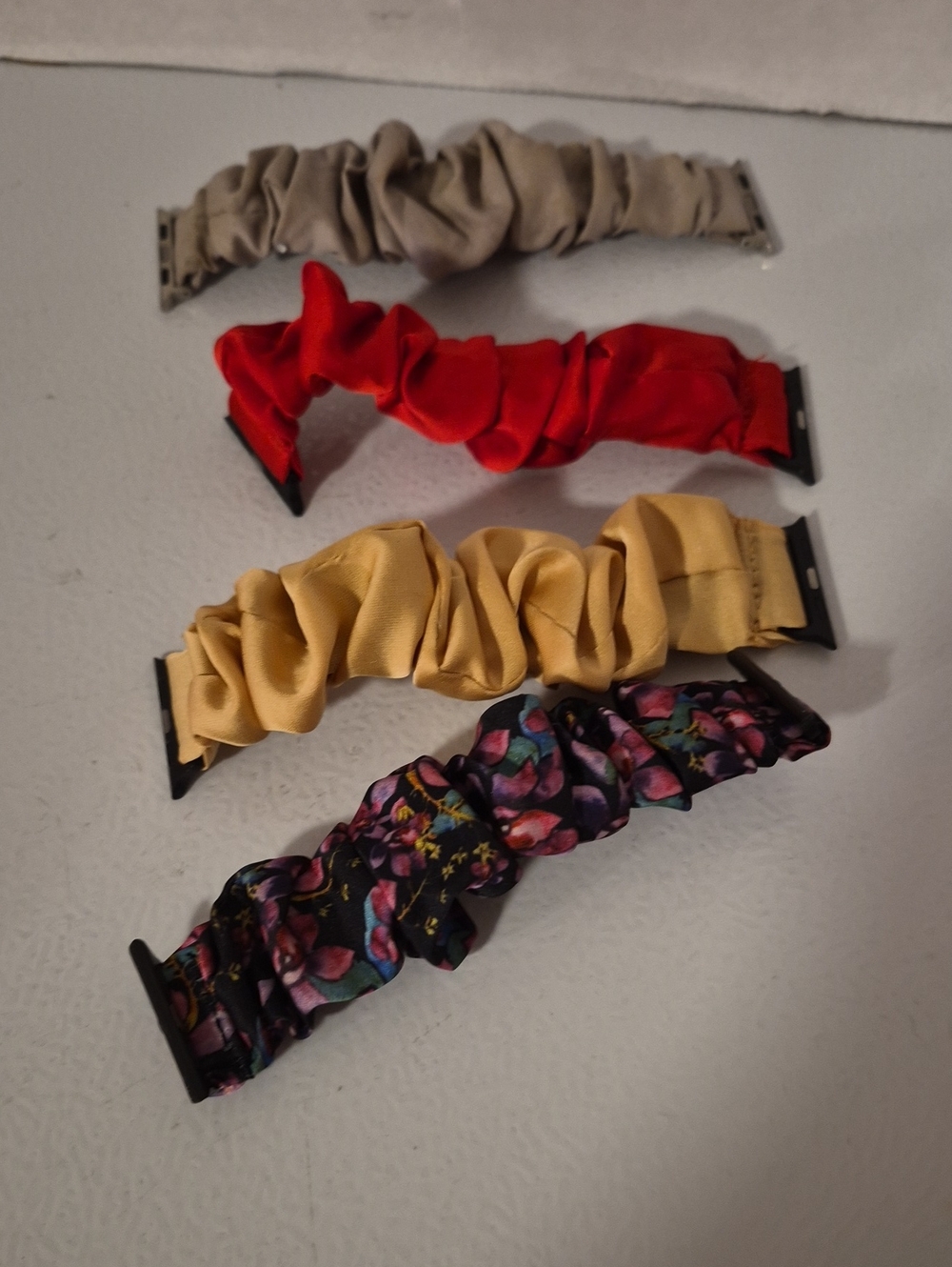 Source Unknown Scrunchie Watch Band Set - Beige, Red, Yellow, Multicolor Floral